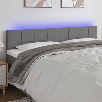 vidaXL Čelo postele s LED tmavě šedé 200x5x78/88 cm textil