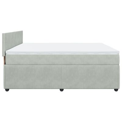 vidaXL Box spring postel s matrací světle šedá 180x200 cm samet