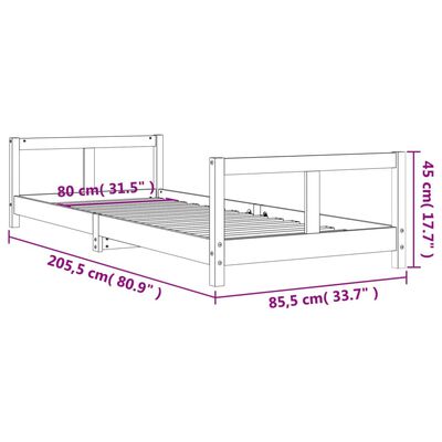 vidaXL Dětská postel černá 80 x 200 cm masivní borové dřevo