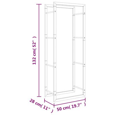 vidaXL Stojan na palivové dřevo 50x28x132 cm nerezová ocel