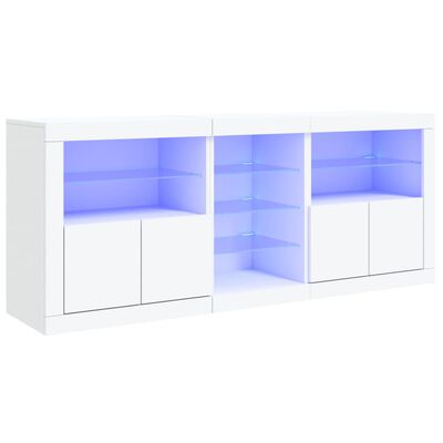 vidaXL Příborník s LED osvětlením bílý 162 x 37 x 67 cm