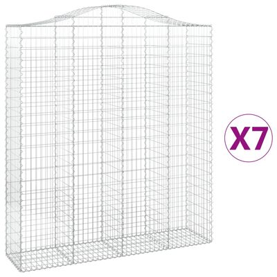 vidaXL Klenuté gabionové koše 7 ks 200x50x220/240cm pozinkované železo