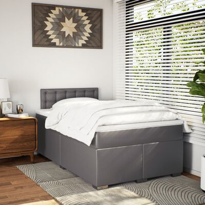 vidaXL Box spring postel s matrací šedá 120x190 cm umělá kůže