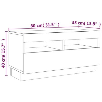 vidaXL TV skříňka s LED osvětlením hnědý dub 80 x 35 x 40 cm