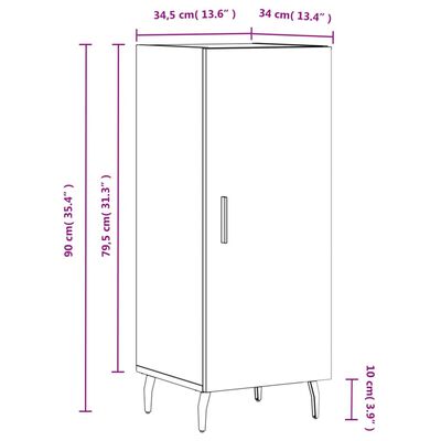 vidaXL Příborník bílý s vysokým leskem 34,5x34x90 cm kompozitní dřevo