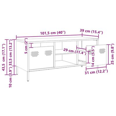 vidaXL TV skříňka růžová 101,5x39x43,5 cm ocel válcovaná za studena