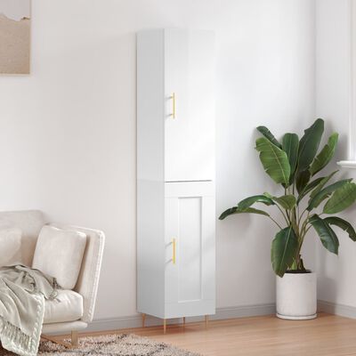 vidaXL Skříň highboard bílá s vysokým leskem 34,5x34x180 cm kompozit