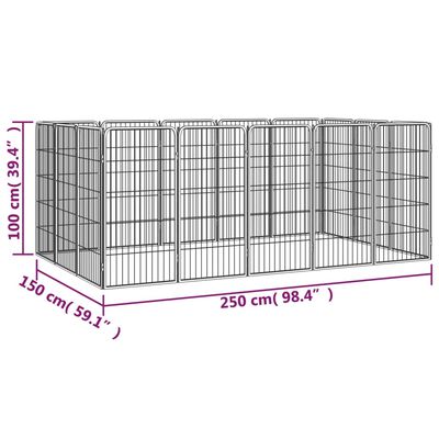 vidaXL 16panelová ohrádka pro psy černá 50 x 100 cm práškovaná ocel