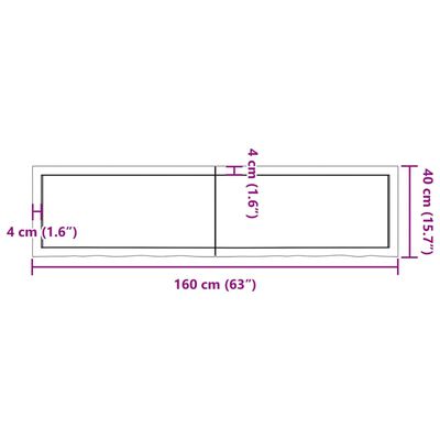 vidaXL Nástěnná police tmavě hnědá 160x40x(2-6)cm ošetřený masivní dub