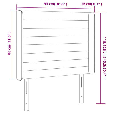 vidaXL Čelo postele s LED světle šedé 93x16x118/128 cm samet