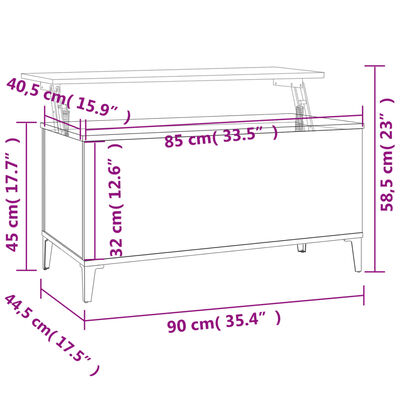 vidaXL Konferenční stolek kouřový dub 90x44,5x45 cm kompozitní dřevo