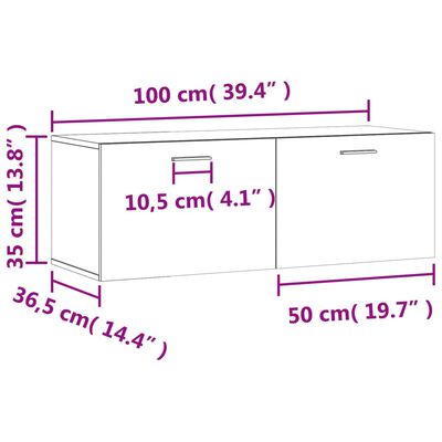 vidaXL Nástěnná skříňka kouřový dub 100x36,5x35 cm kompozitní dřevo