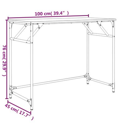 vidaXL Psací stůl kouřový dub 100 x 45 x 76 cm kompozitní dřevo a ocel