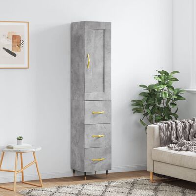 vidaXL Skříň highboard betonově šedá 34,5x34x180 cm kompozitní dřevo