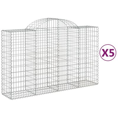 vidaXL Klenuté gabionové koše 5 ks 200x50x120/140cm pozinkované železo