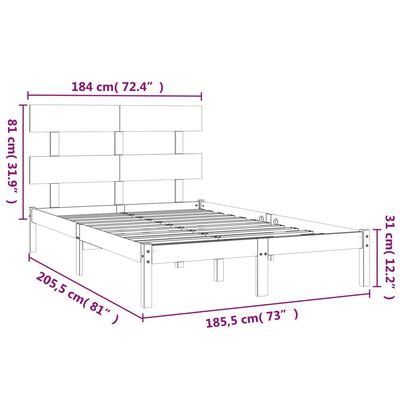 vidaXL Rám postele masivní dřevo 180 x 200 cm Super King Size