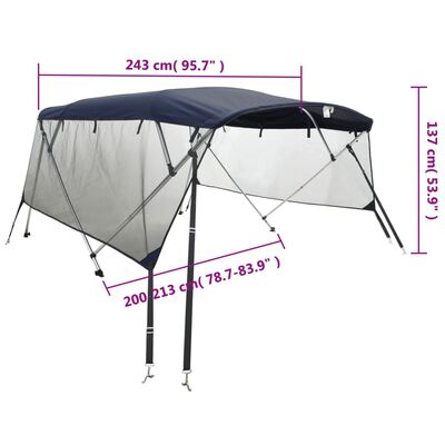 vidaXL Bimini stříška se 4 oblouky a bočnicemi 243x(200–213)x137 cm