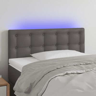 vidaXL Čelo postele s LED šedé 100x5x78/88 cm umělá kůže