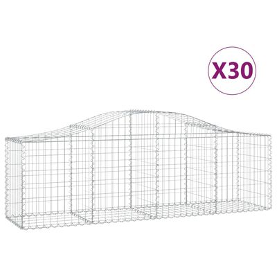 vidaXL Klenuté gabionové koše 30 ks 200x50x60/80 cm pozinkované železo