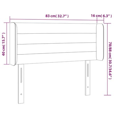 vidaXL Čelo postele s LED světle šedé 83 x 16 x 78/88 cm textil