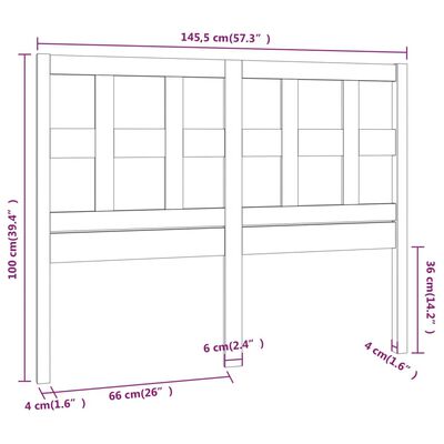 vidaXL Čelo postele 145,5 x 4 x 100 cm masivní borovice