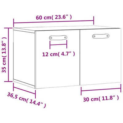 vidaXL Nástěnná skříňka hnědý dub 60 x 36,5 x 35 cm kompozitní dřevo