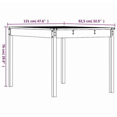 vidaXL Zahradní stůl medově hnědý 121x82,5x76 cm masivní borové dřevo