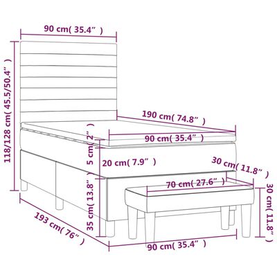 vidaXL Box spring postel s matrací krémová 90x190 cm textil