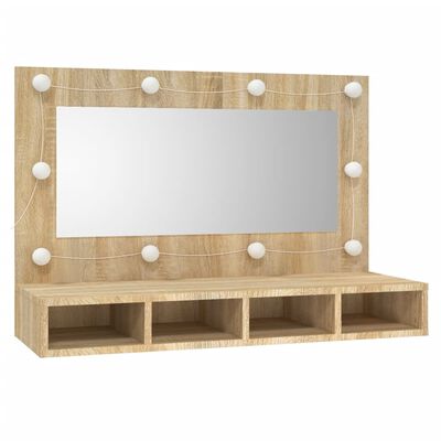 vidaXL Zrcadlová skříňka s LED dub sonoma 90x31,5x62 cm