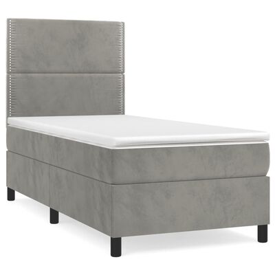 vidaXL Box spring postel s matrací světle šedá 80 x 200 cm samet