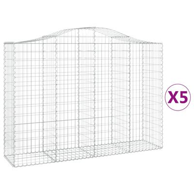 vidaXL Klenuté gabionové koše 5 ks 200x50x140/160cm pozinkované železo