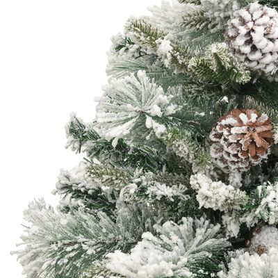 vidaXL Vánoční stromek s LED zasněžený s šiškami 150 cm PVC a PE