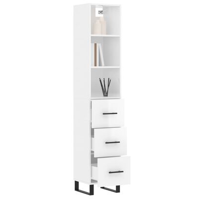 vidaXL Skříň highboard bílá s vysokým leskem 34,5x34x180 cm kompozit