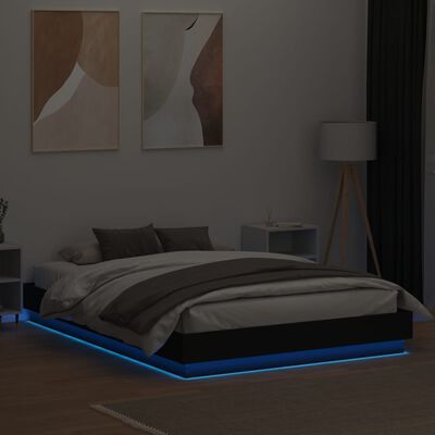 vidaXL Rám postele s LED osvětlením černý 140 x 200 cm