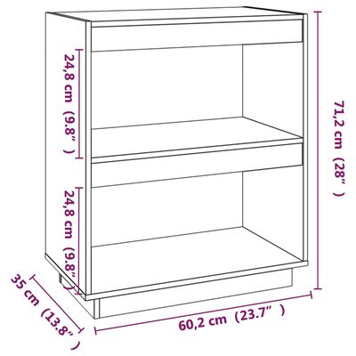 vidaXL Knihovna šedá 60 x 35 x 71 cm masivní dřevo borovice