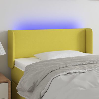 vidaXL Čelo postele s LED zelené 103 x 16 x 78/88 cm textil