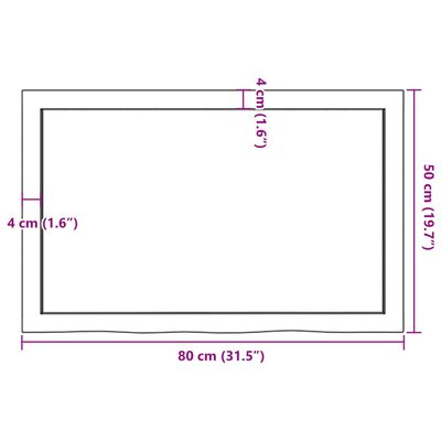 vidaXL Stolní deska 80x50x(2-4) cm neošetřený masivní dubové dřevo