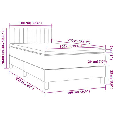 vidaXL Box spring postel s matrací tmavě hnědá 100 x 200 cm textil