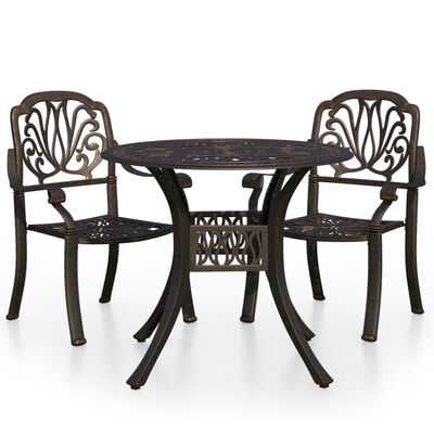 vidaXL 3dílný bistro set litý hliník bronzový