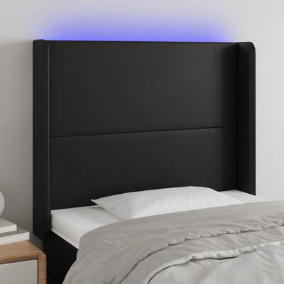 vidaXL Čelo postele s LED černé 83 x 16 x 118/128 cm umělá kůže