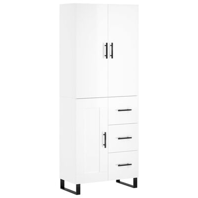 vidaXL Skříň highboard lesklá bílá 69,5 x 34 x 180 cm kompozitní dřevo