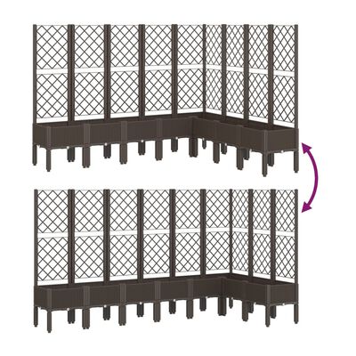 vidaXL Zahradní truhlík s treláží hnědý 200 x 160 x 142 cm PP