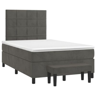 vidaXL Box spring postel s matrací tmavě šedý 120x190 cm samet