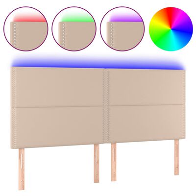 vidaXL Čelo postele s LED cappuccino 180x5x118/128 cm umělá kůže