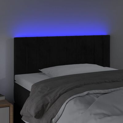 vidaXL Čelo postele s LED černé 90x5x78/88 cm samet