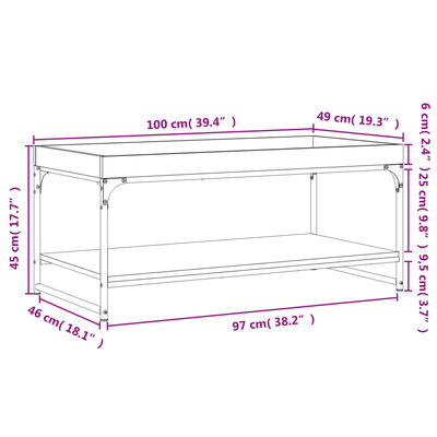 vidaXL Konferenční stolek hnědý dub 100 x 49 x 45 cm kompozitní dřevo