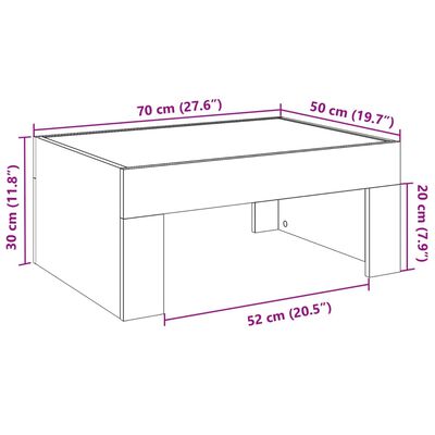 vidaXL Konferenční stolek s Infinity LED dub sonoma 70 x 50 x 30 cm