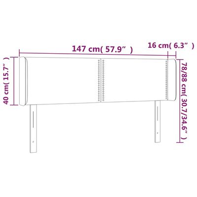 vidaXL Čelo postele typu ušák tmavě šedé 147x16x78/88 cm textil