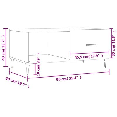 vidaXL Konferenční stolek bílý 90 x 50 x 40 cm kompozitní dřevo