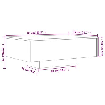 vidaXL Konferenční stolek s LED osvětlením bílý 85 x 55 x 31 cm